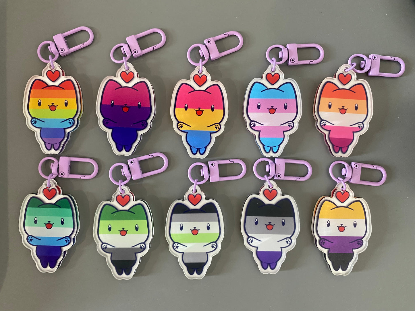 Pride Cat Keychains