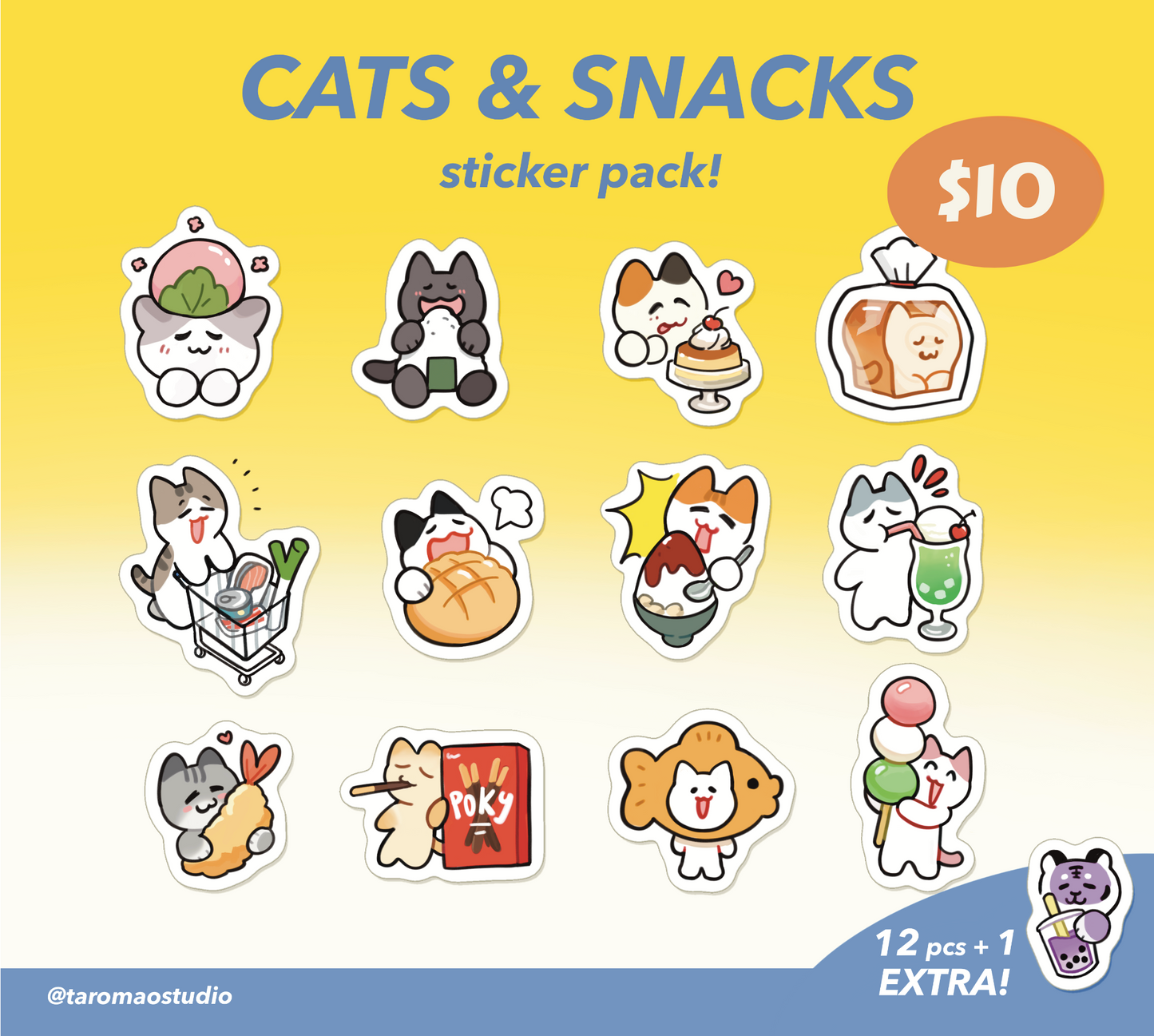 Snack Cats Sticker Pack